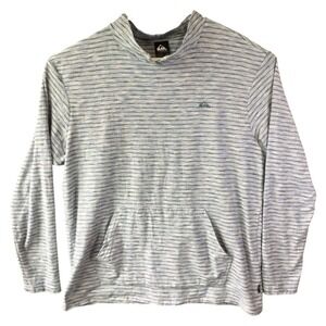 Quiksilver Shirt Mens Pullover Large Black Blue Striped Long Sleeve Surf Skate